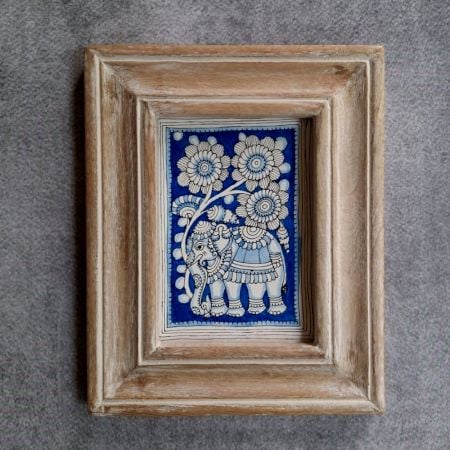 Vintage Finish Hand Painted Kalamkari Elephant Frame